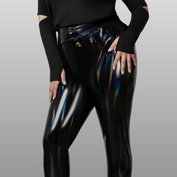 Holographic Black Women's Pants - Picture 2 of 3